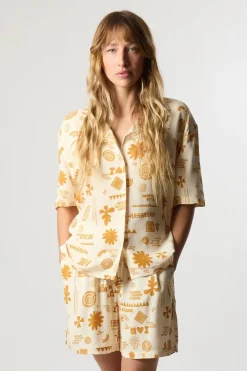 CAMISA MANGA CORTA MUJER TILE ECRU