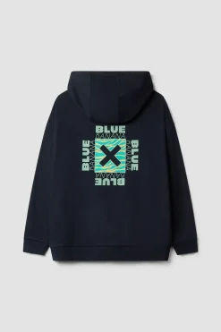SUDADERA CON CAPUCHA FOAM AZUL MARINO