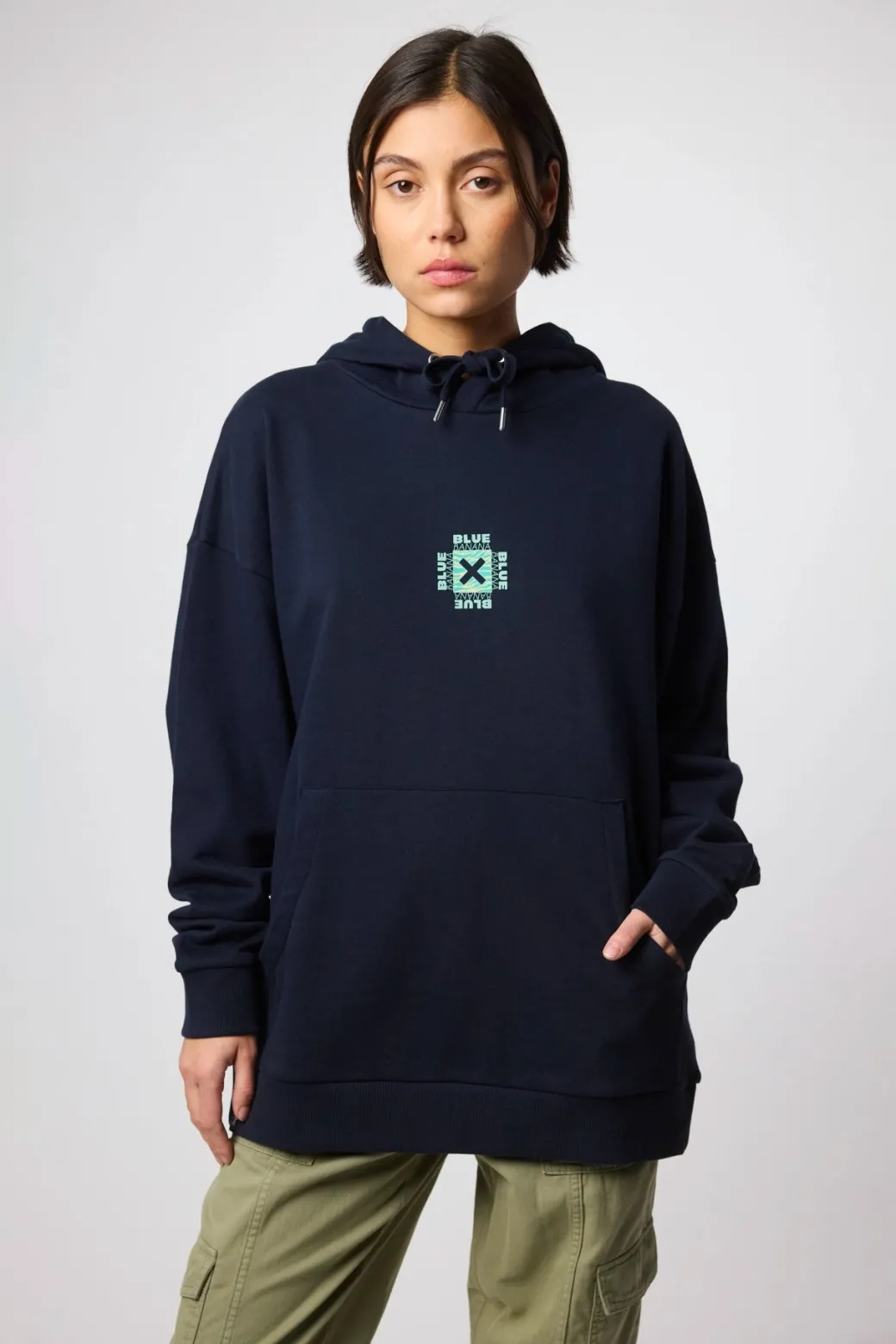SUDADERA CON CAPUCHA FOAM AZUL MARINO