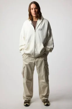 SUDADERA CON CAPUCHA FULL ZIP RANDOM BLANCO ROTO