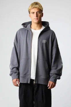 SUDADERA CON CAPUCHA FULL ZIP RANDOM ASH