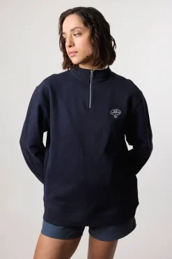SUDADERA HALF ZIP BANK AZUL MARINO