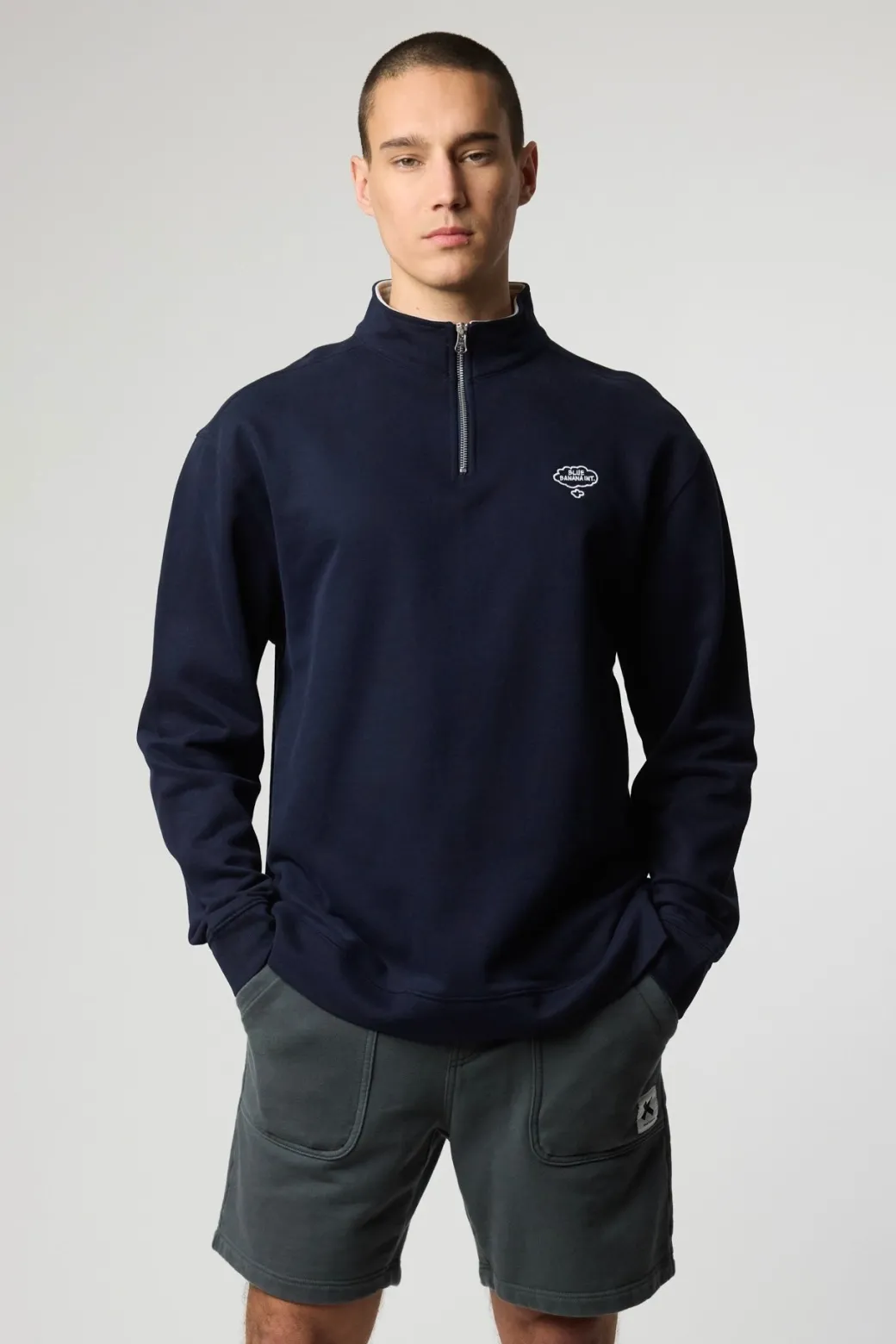 SUDADERA HALF ZIP BANK AZUL MARINO