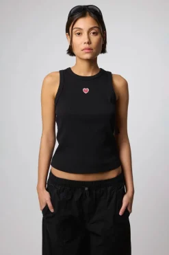 TOP TANK MUJER HEART NEGRO